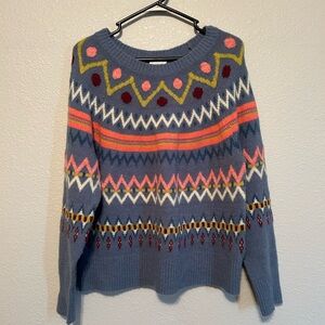 Sundance Alpaca Blend Fair Isle Sweater Womens L Boho Cottagecore Western